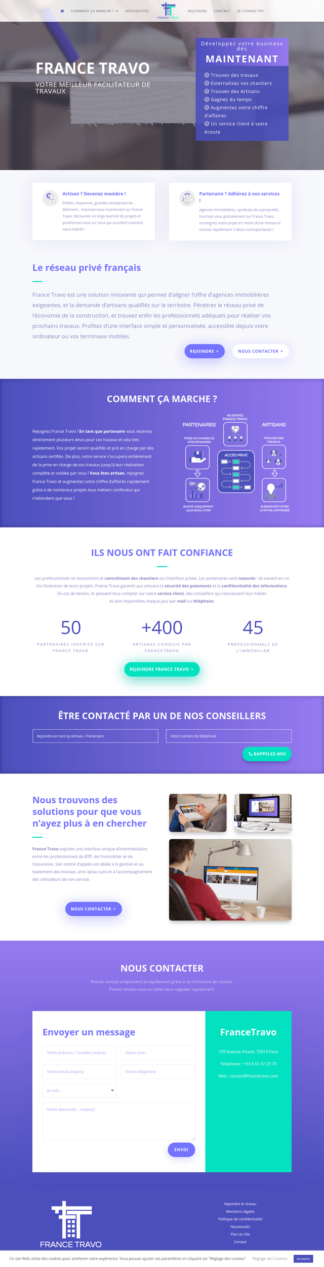 Aperçu du site internet de Francetravo