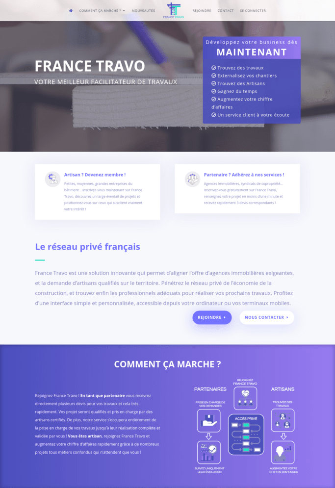 Aperçu du site internet de l'entreprise Francetravo